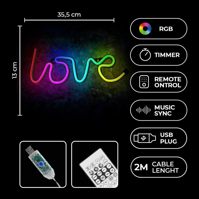 Neon LED RGB LOVE FLRN01 + RC Forever Light
