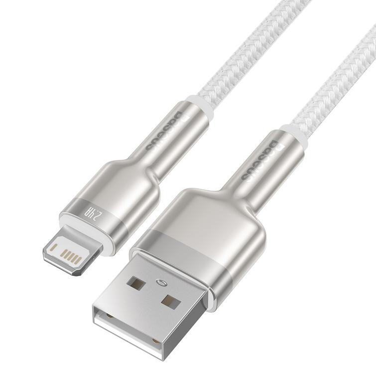 Baseus Cafule Metal USB-Lightning-kaapeli 1,0 m 2,4A valkoinen