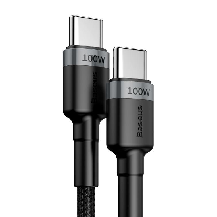 Baseus-kaapeli Cafule PD USB-C - USB-C 2,0 m 5A harmaanmusta 100W