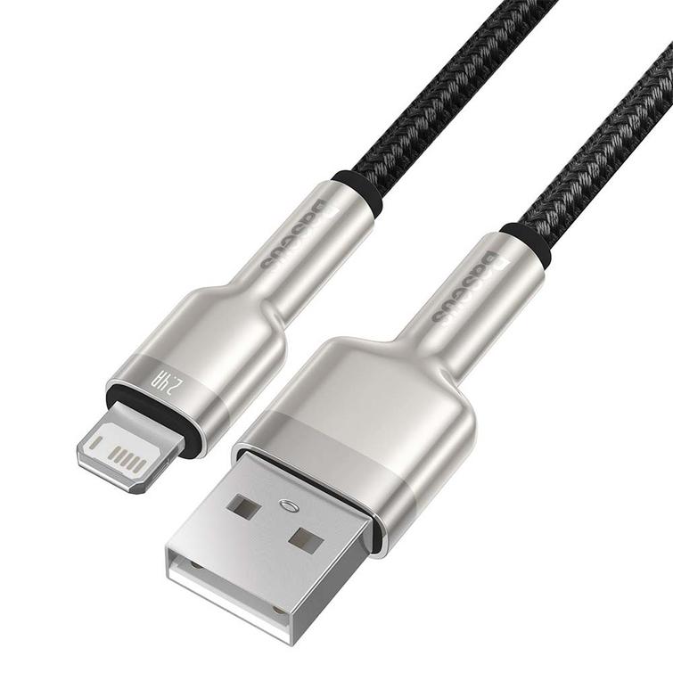 Baseus Cafule Metal USB-kaapeli - Lightning-kaapeli 1,0 m 2,4A musta