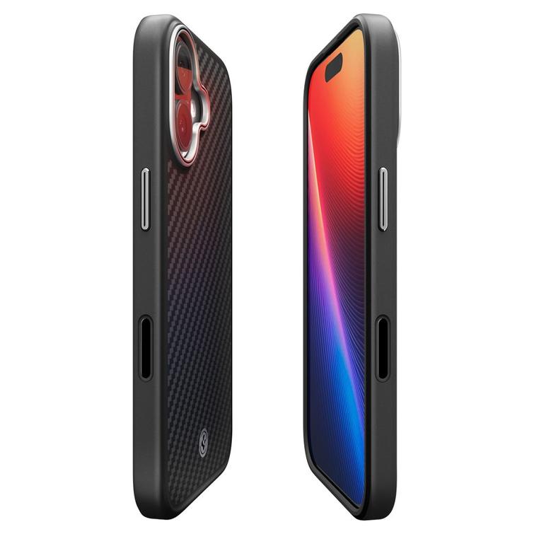 Spigen Enzo Aramid &rdquo;T&rdquo; Mag Magsafe -kotelo iPhone 17:lle, musta/hopeinen