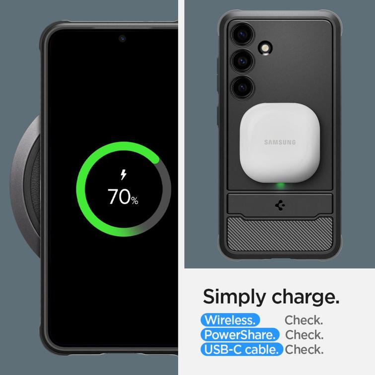 Spigen Rugged Armor -suojakuori Samsung Galaxy S24:lle mattamusta