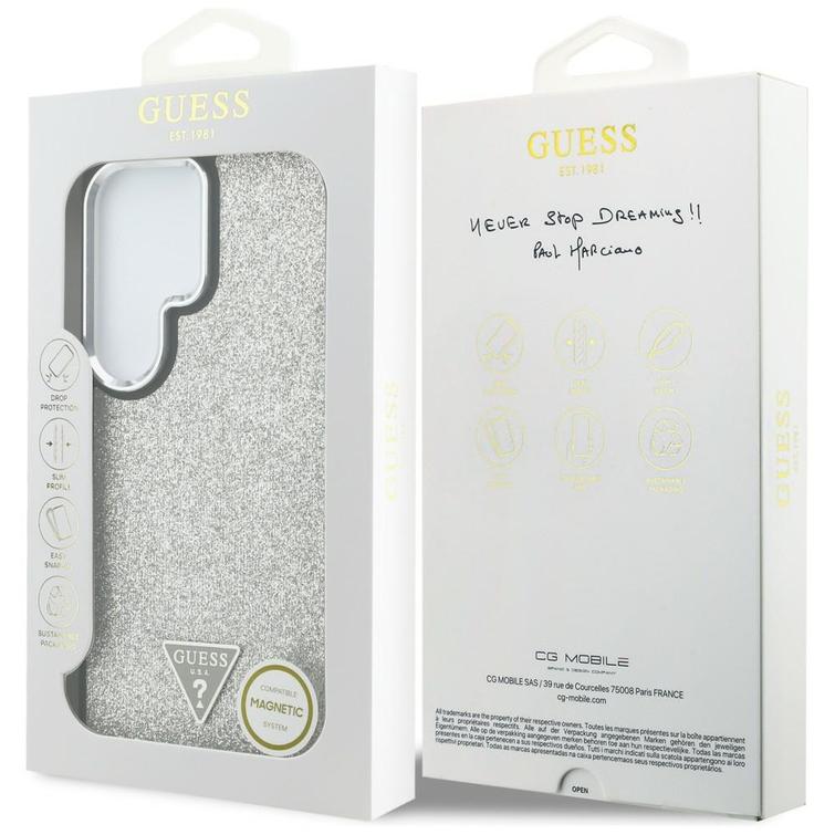 Guess case Fixed Glitter Triangle MagSafe for Samsung Galaxy S26 Ultra silver