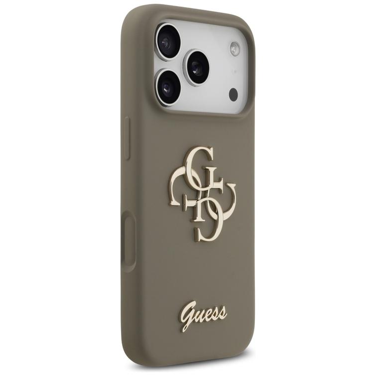 Guess Silicone Big 4G Script case for iPhone 17 Pro brown
