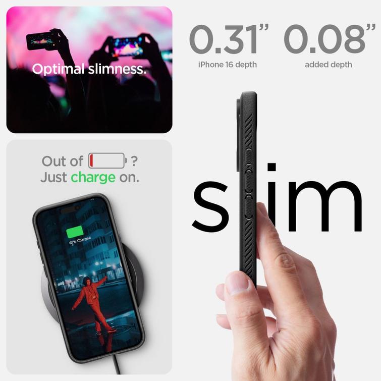 Spigen Rugged Armor Mag Magsafe -suojakuori iPhone 16 6,1":lle mattamusta