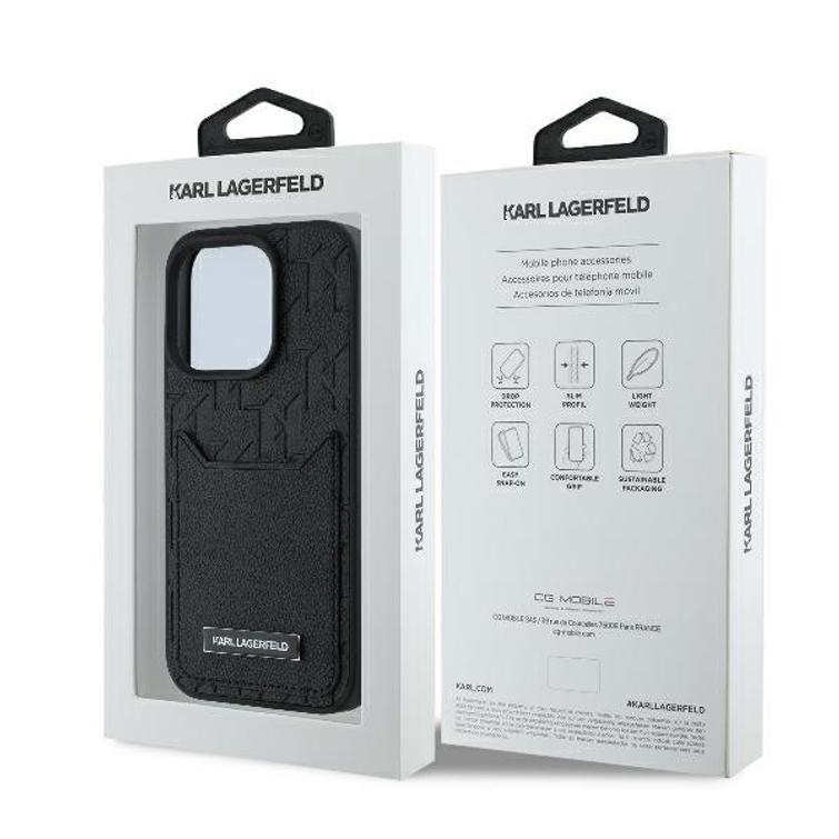 Karl Lagerfeld case for iPhone 16 Pro Max 6,9" KLHCP16XPGKHPRPK black Hard Cardslots Monogram