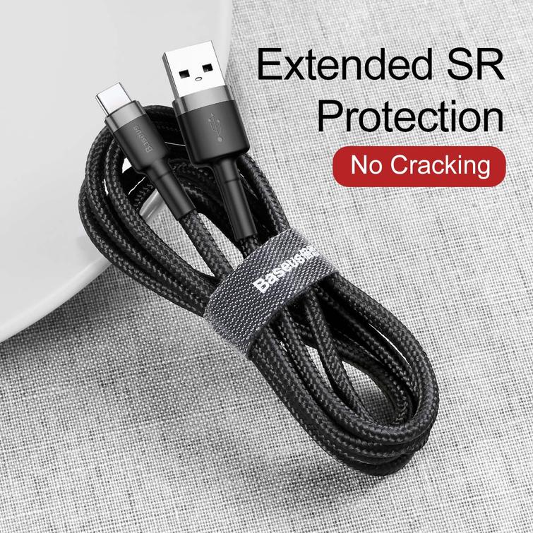Baseus-kaapeli Cafule USB - USB-C 0,5 m 3A harmaanmusta