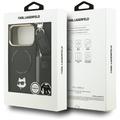 Karl Lagerfeld Big Strap Choupette Metal Logo MagSafe -kotelo iPhone 17 Pro Maxille, musta