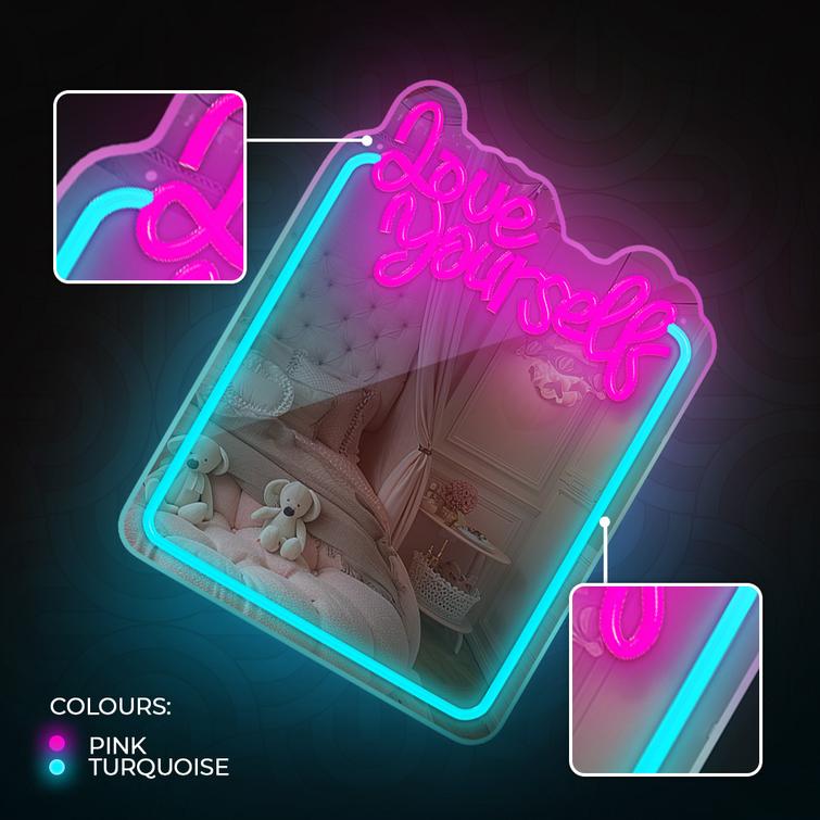 Neonpeili LED Rakasta itse&auml;si turkoosi pinkki FMNE01 Forever Light