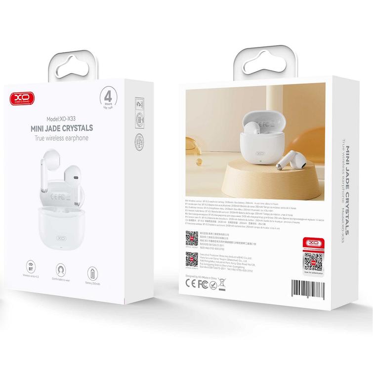 XO Bluetooth-kuulokkeet X33 TWS valkoiset