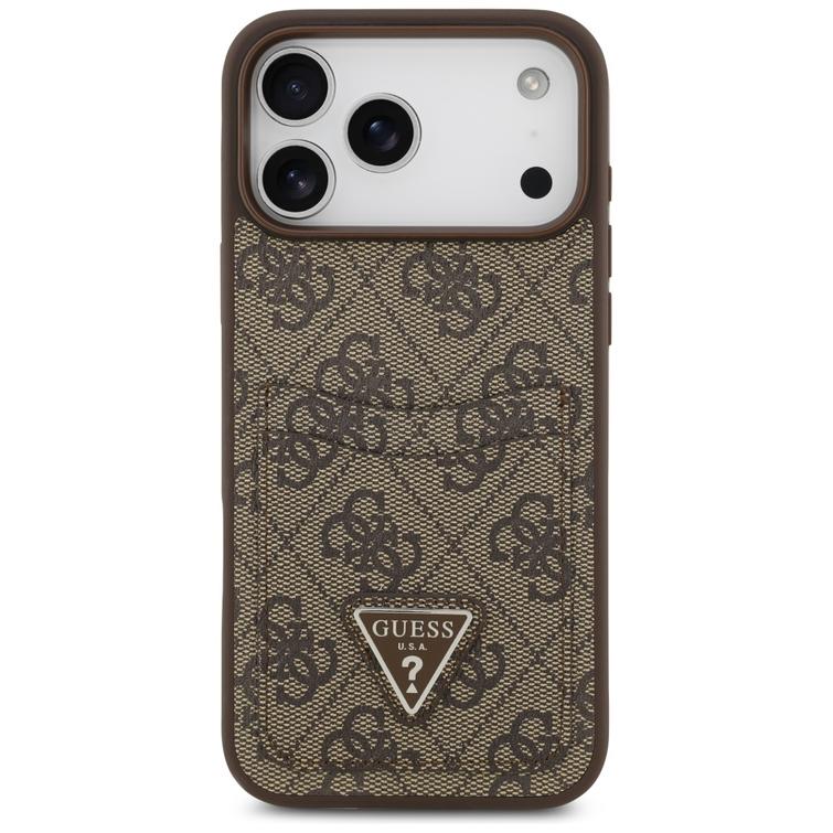 Guess 4G Double Card Triangle -suojakuori iPhone 17 Pro Maxille, ruskea