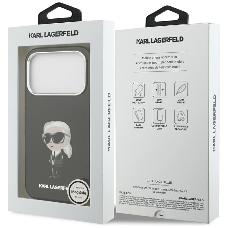 Karl Lagerfeld -kotelo iPhone 17 Pro 6,3" IML Aquarelle Karl & Logo MagSafe musta