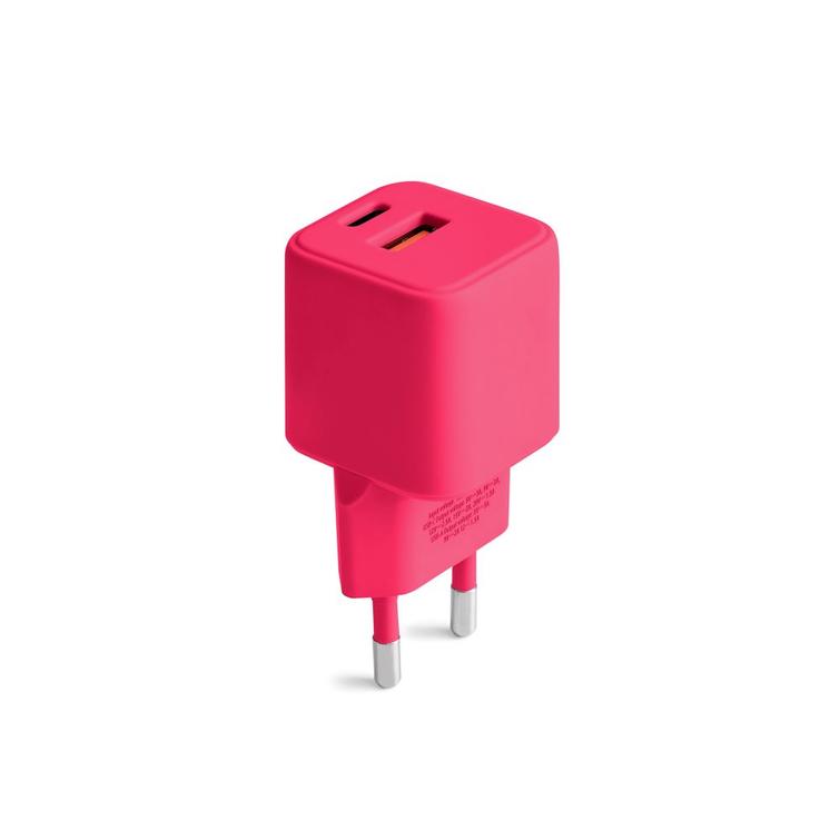COLORUM-sein&auml;laturi USB-A + USB-C PD 30W CLS30-AC-02 x Magenta
