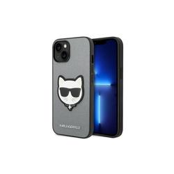 Karl Lagerfeld case for iPhone 14 Plus 6,7" KLHCP14MSAPCHG silver PU Saffiano case with Choupette Head Patch