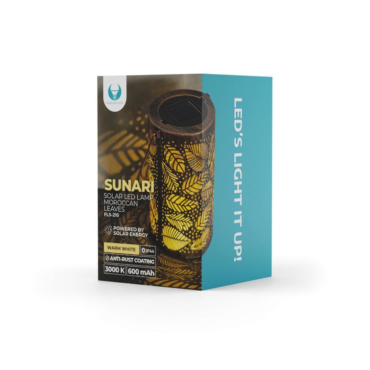 Forever Light aurinkoenergialla toimiva LED-lamppu marokkolaisilla lehdillä SUNARI FLS-210