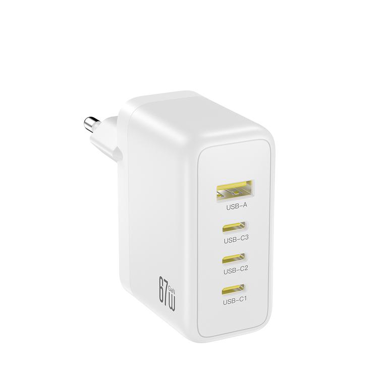 XO-sein&auml;laturi CE39 PD 67W 3x USB-C 1x USB Valkoinen