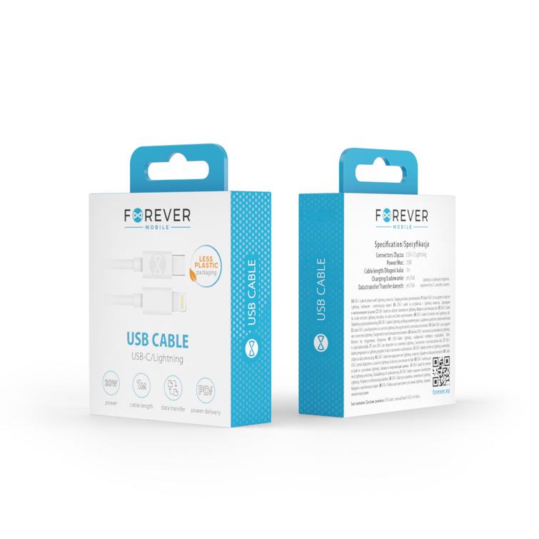 Forever USB-C - Lightning-kaapeli 1,0 m 20W valkoinen