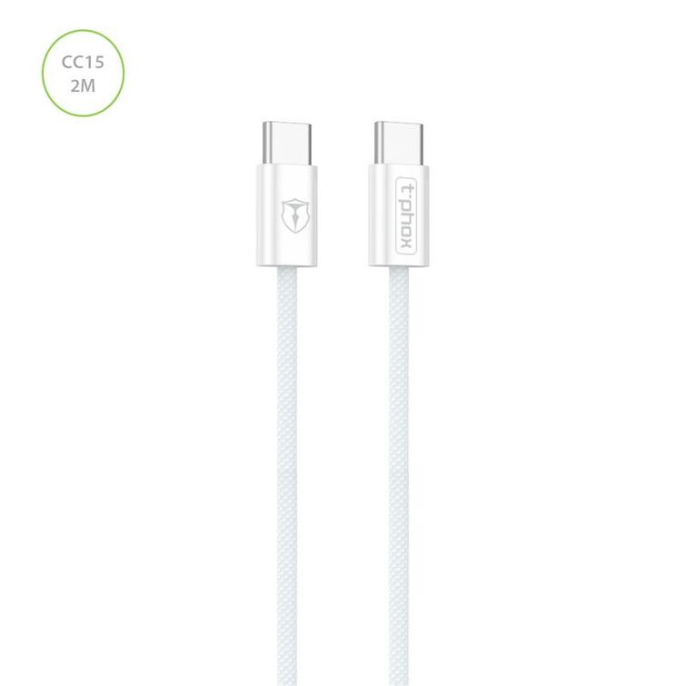 T-PHOX CABLE CC15 SERIES USB-C/USB-C 60W 3A 2M WHITE