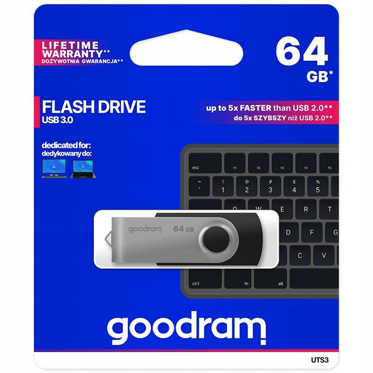 Goodram 64GB USB 3.0 Twister -muistitikku, musta