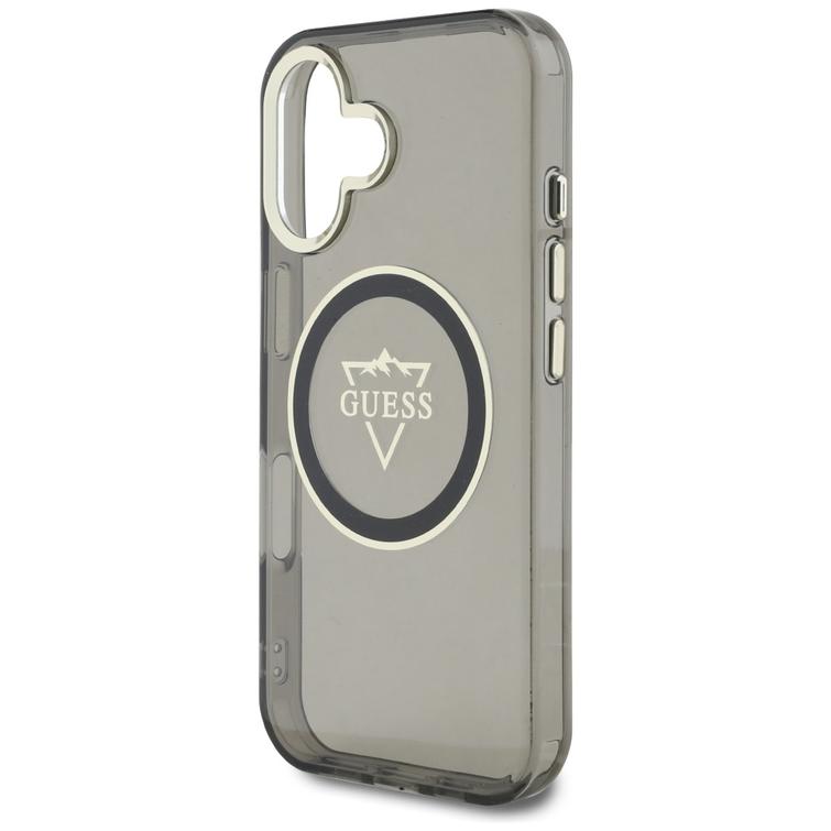 Guess Hardcase MagSafe IML Metal Mountain Logo -suojakuori iPhone 16 6,1":lle, musta