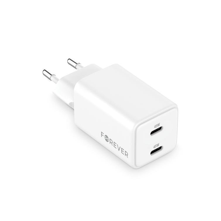 Forever TC-08-45CC GaN PD charger 2x USB-C 45W white