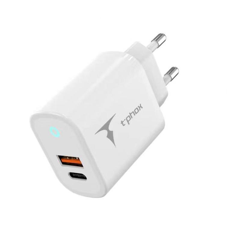 WALL CHARGER T-PHOX GLORY 45W USB/USB-C WHITE