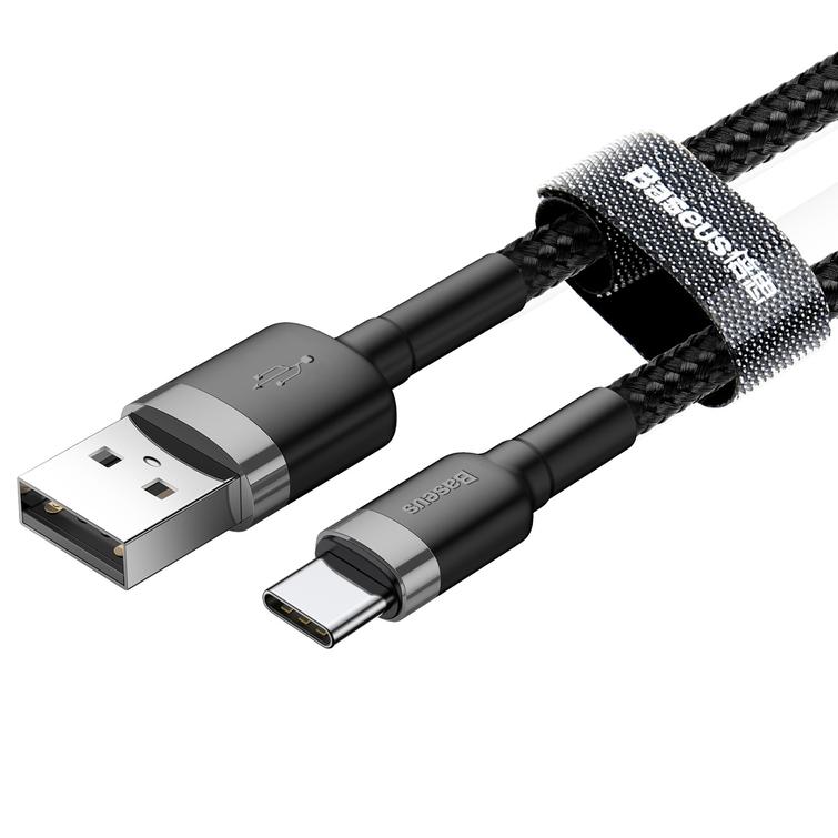 Baseus-kaapeli Cafule USB - USB-C 0,5 m 3A harmaanmusta