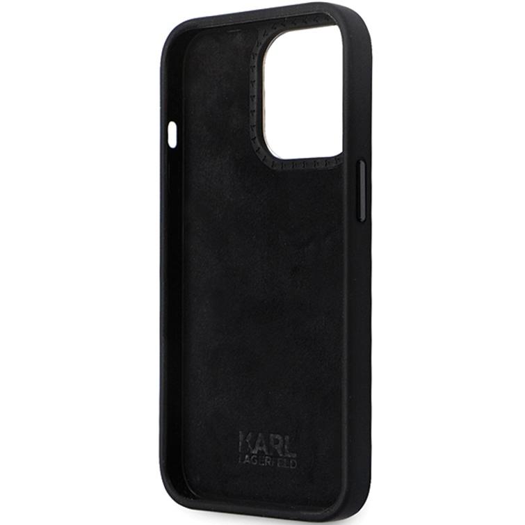 Karl Lagerfeld -suojakuori iPhone 14 Pro 6,1" KLHCP14LSMHKNPK musta HC silikoni Ikonik Metal Pin