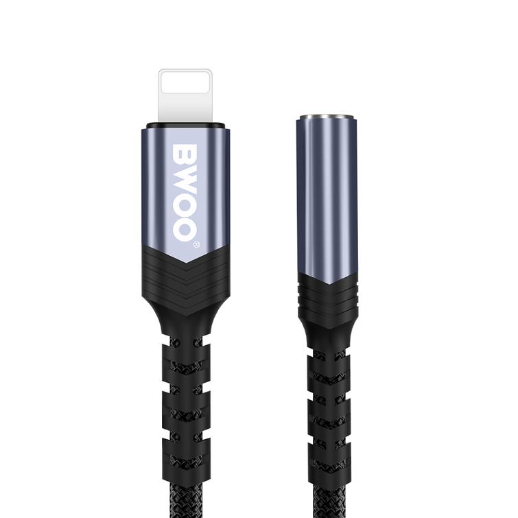 BWOO Sovitin AUX 3.5mm - Lightning Musta BZ48
