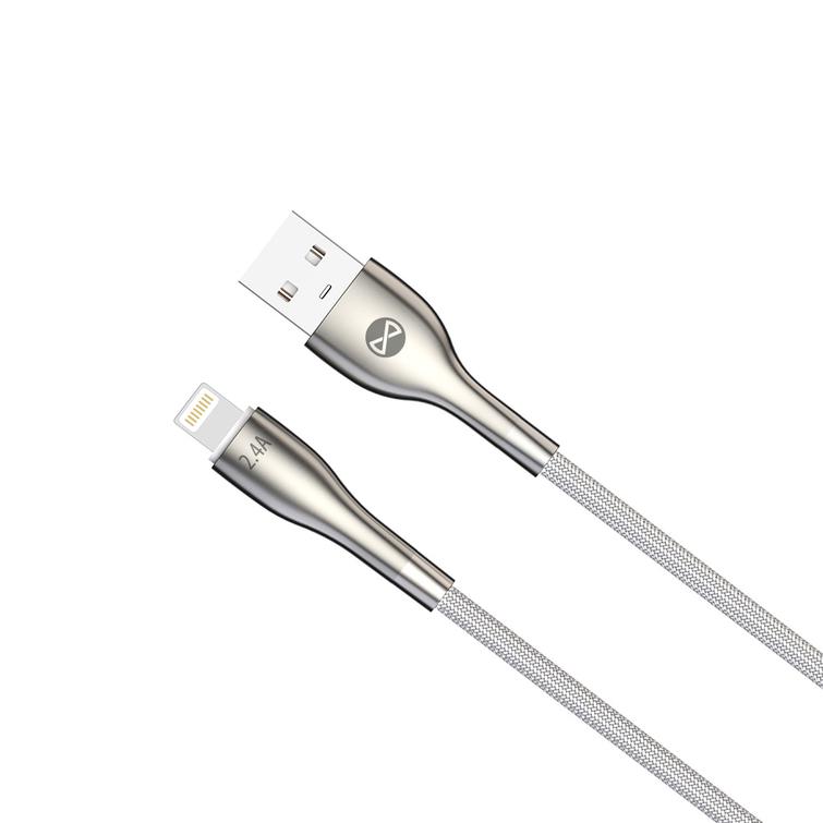 Forever Sleek USB-kaapeli - Lightning 1,0 m 2.4A valkoinen