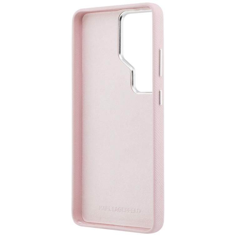 Karl Lagerfeld case Grained Signature Metal Resin Logo for Samsung Galaxy S26 Ultra pink