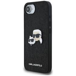 Karl Lagerfeld HC Fixed Glitter K&C Heads Logo Metal Pin -suojakuori iPhone 16e:lle, musta