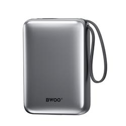BWOO-varavirtal&auml;hde P73 22,5 W 20 000 mAh kahdella sis&auml;&auml;nrakennetulla kaapelilla, 1 x USB-C ja 1 x Lightning, musta