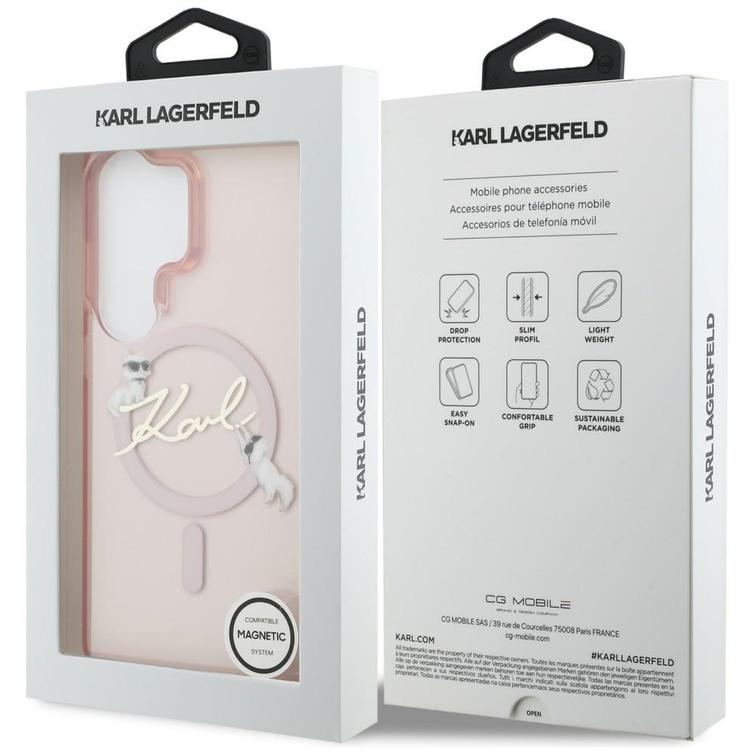 Karl Lagerfeld case IML KC Script MagSafe for Samsung Galaxy S26 Ultra pink