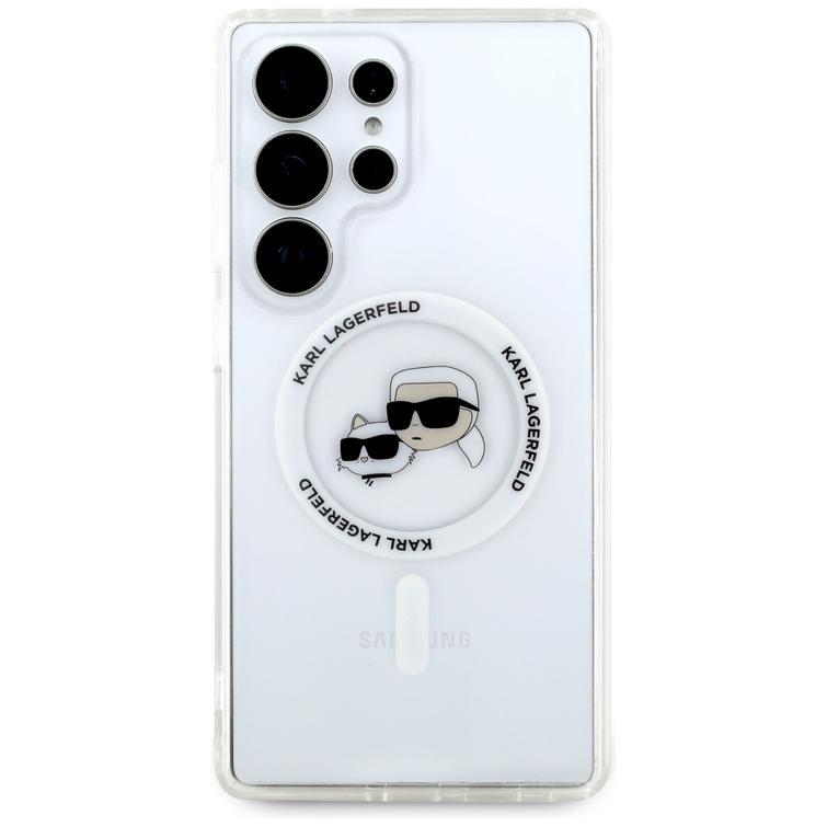 Karl Lagerfeld HC Magnetic IML Metal KC Heads -suojakuori Samsung Galaxy S25 Ultralle, valkoinen