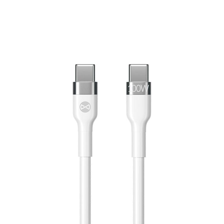 Forever Joustava USB-C-kaapeli - USB-C 2,0 m 100W valkoinen