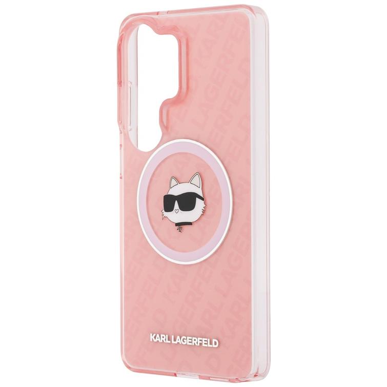 Karl Lagerfeld case IML Repeated Choupette MagSafe for Samsung Galaxy S26 Ultra pink