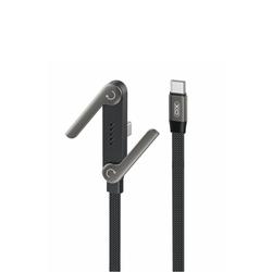 XO-kaapeli NB-Q311 PD USB-C - USB-C 1,5m 240W musta litte&auml; taitettavalla jalustatukella