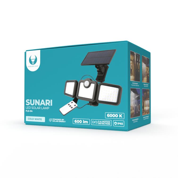 Forever Light aurinkokenno-LED-lamppu SUNARI FLS-04 108*SMD PIR 10W 800lm 6000K 2400mAh Li-ion Forever Light