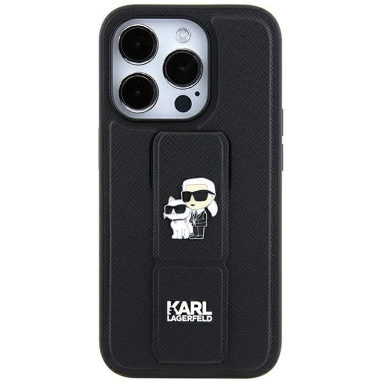 Karl Lagerfeld iPhone 11 -suojakuori KLHCN61GSAKCPK musta HC GRIPSTAND SAFFIANO KC PINS