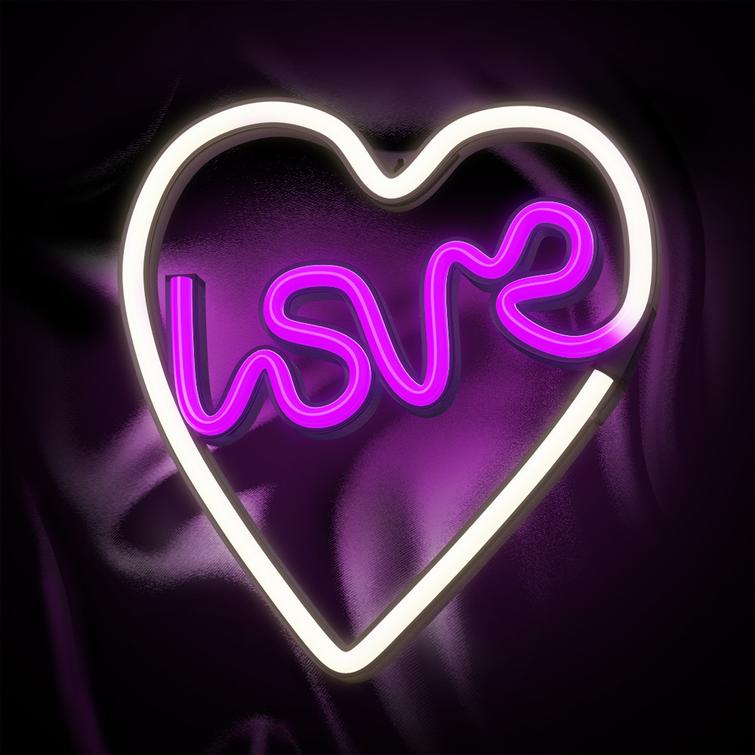 Neon LED Light LOVE HEART purple white NNE02 Neolia