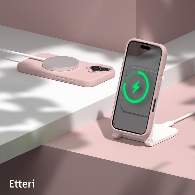 Etteri Silicone Mag kotelo iPhone 16 Plus 6,7" vaaleanpunaiselle