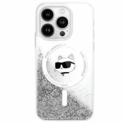 Karl Lagerfeld -kotelo iPhone 16 6,1":lle. KLHMP16SLGCHSGH -läpinäkyvä, kovaa nestemäistä glitteriä muistuttava Choupette Head MagSafe -suojakuori.
