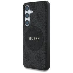 Guess HC MagSafe PU 4G Circle Classic Logo -suojakuori Samsung Galaxy S25:lle, musta
