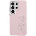 Karl Lagerfeld case Grained Signature Metal Resin Logo for Samsung Galaxy S26 Ultra pink
