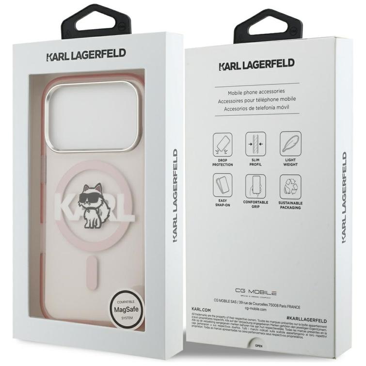 Karl Lagerfeld suojakuori iPhone 17 Pro 6,3" IML Choupette Sketch Logo MagSafe vaaleanpunainen