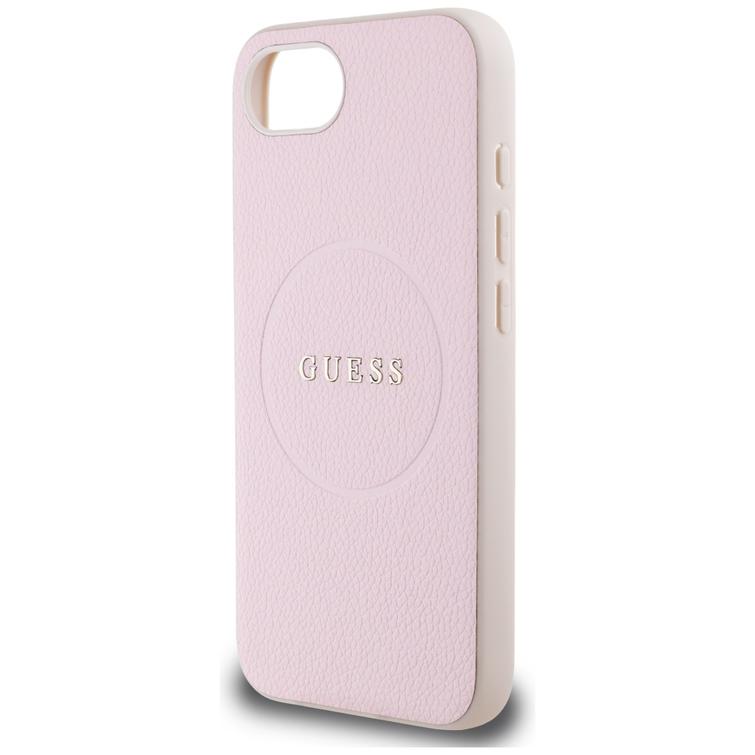 Guess HC MagSafe PU -kuvioitu kultainen rengaskuori iPhone 16e:lle, pinkki
