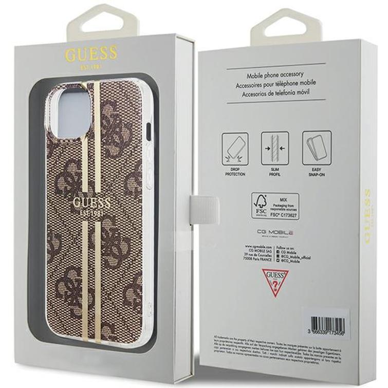 Guess iPhone 15 Plus 6,7" suojakuori GUHCP15MH4PSEGW ruskea HC IML 4G GOLD STRIPE