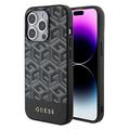 Guess iPhone 14 Pro Max 6,7" suojakuori GUHMP15XHGCFSEK musta HC MAGSAFE GCUBE PU STRIPE