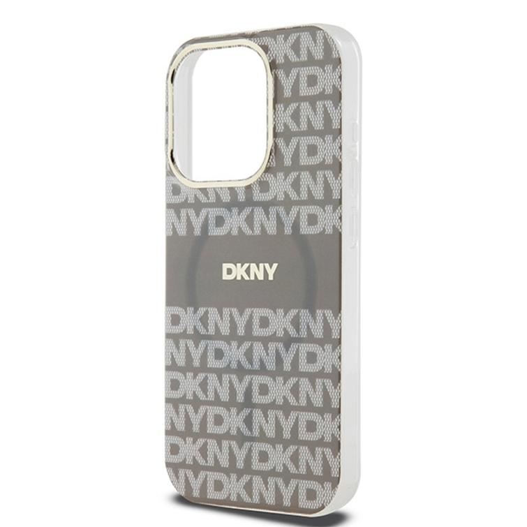 DKNY iPhone 15 Pro Max 6,7" -puhelimen suojakuori DKHMP15XHRHSEE, musta. HC Magsafe -suojakuori, toistuva kuvio ja raidat.